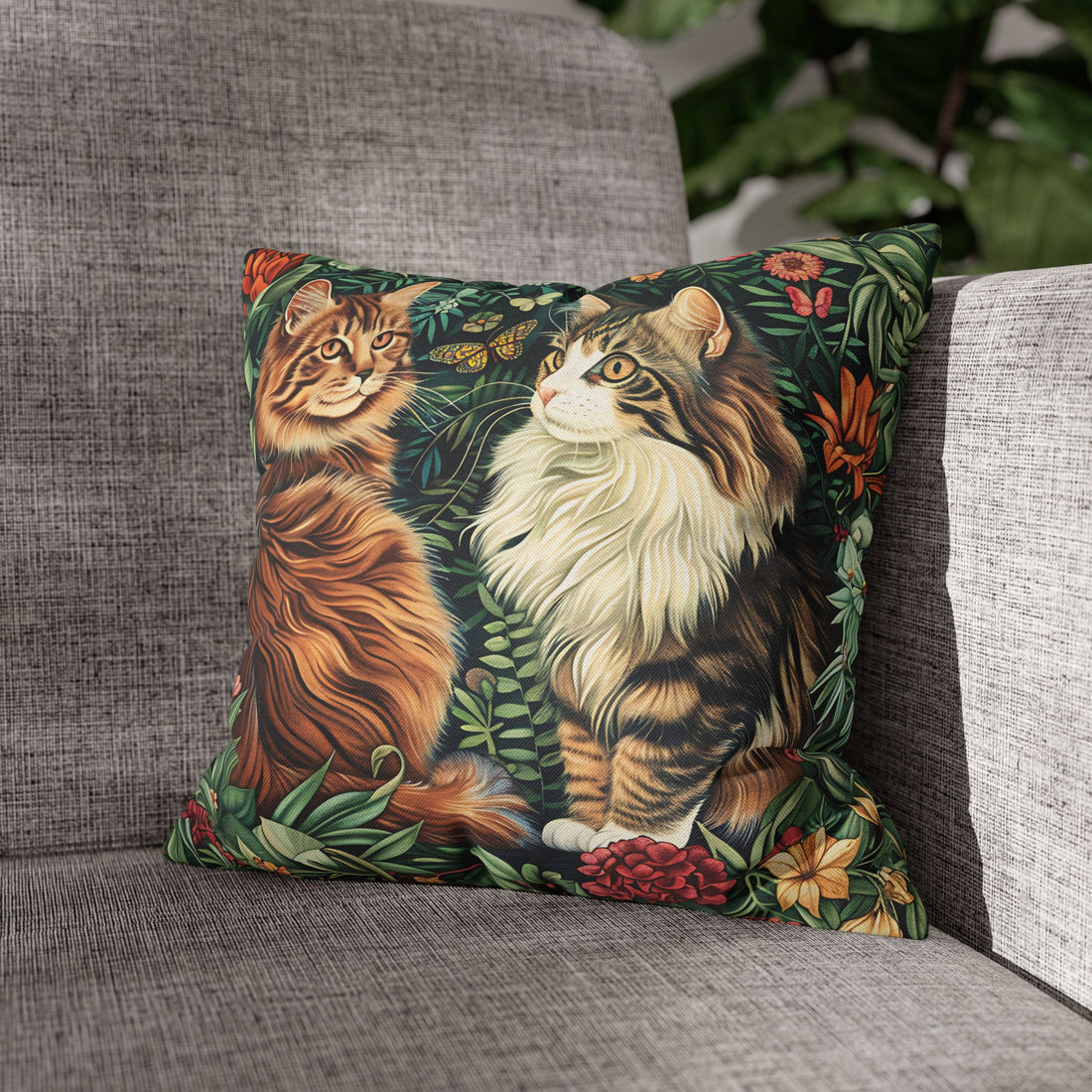 Vintage Cat Pillowcase, Cat-Print Cat Lovers Pillowcases, william morris design, bengal cat print