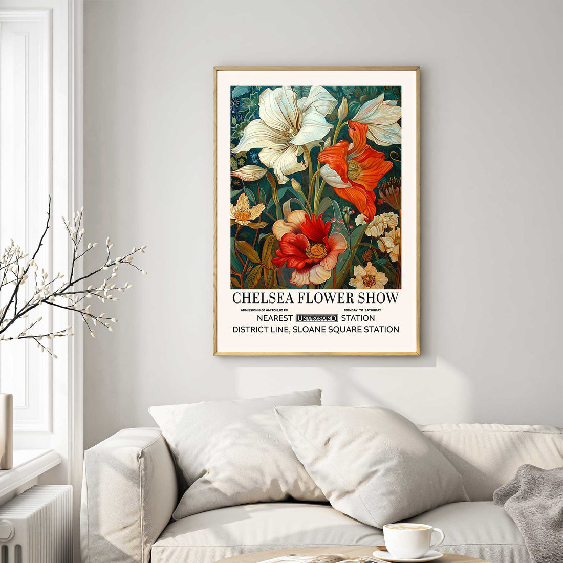 Chelsea Flower Show art print, botanical wall art inspired by British gardens, vintage floral decor, Chelsea Market-inspired poster, garden-themed wall art for home decor