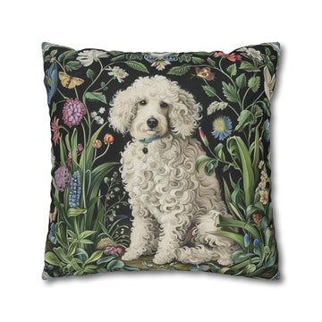 French Poodle Dog Print Pillow Case William Morris style