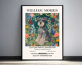 William Morris-inspired Schnauzer dog print for pet lovers.