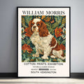 Vintage art print of a Cavalier King Charles Spaniel in classic illustration style, ideal wall decor for pet lovers.
