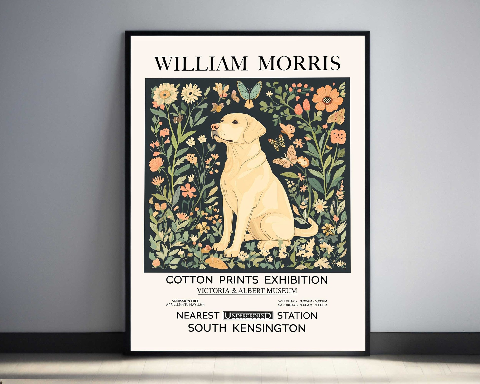 labrador print, Vintage William Morris Dog Print For Dog Lovers