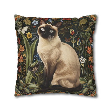 This Siamese cat pillow case, william morris design, flowers botanical print
home decor, christmas gift for cat lovers cat mom
