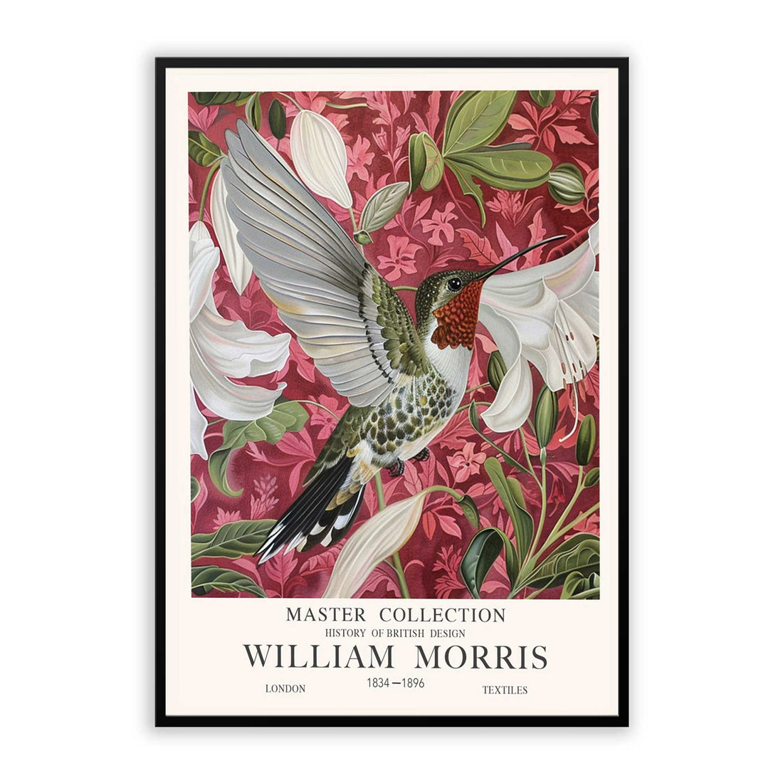 Vintage Humming Bird William Morris Style  Print For Living Room