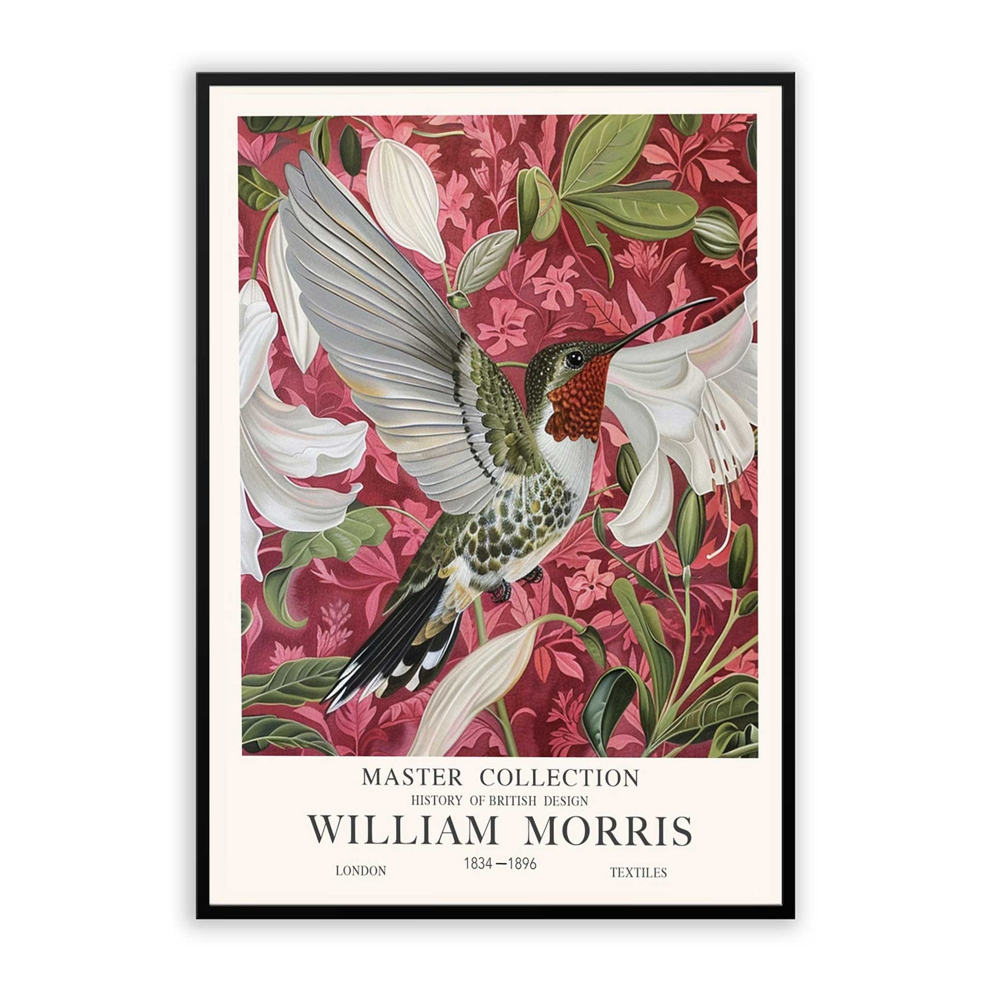 Vintage Humming Bird William Morris Style  Print For Living Room