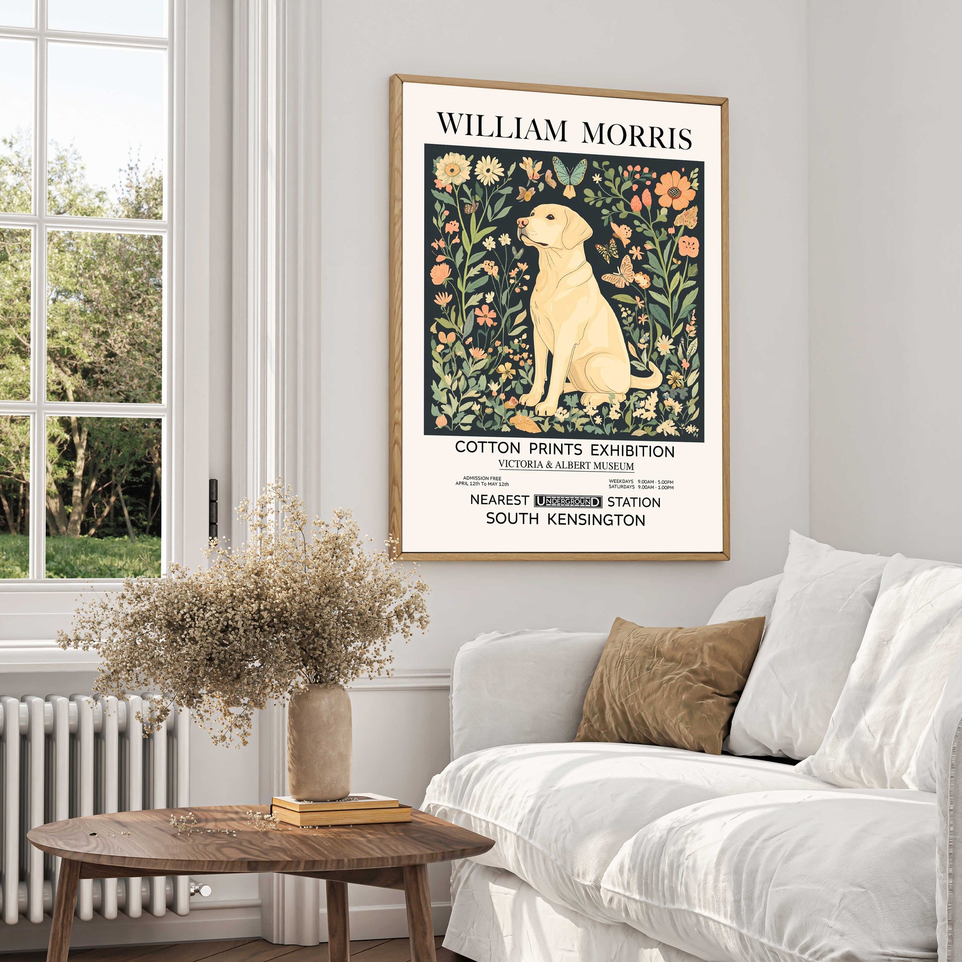 labrador print, Vintage William Morris Dog Print For Dog Lovers
