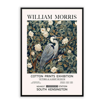 Blue Heron Bird Wall Art – Vintage Botanical & Floral Print