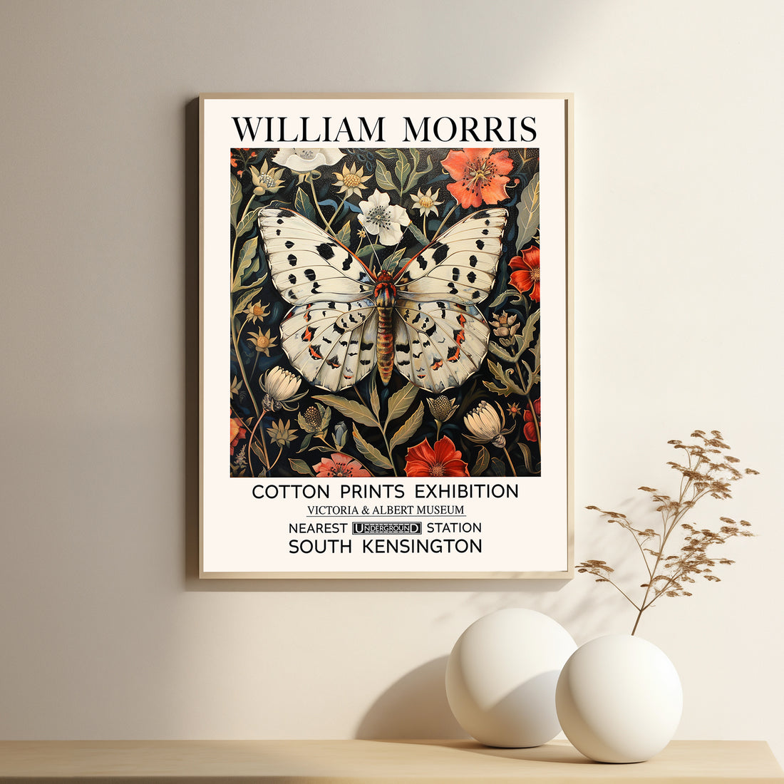 William Morris Print - White Monarch Butterfly