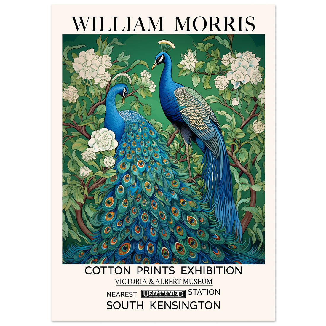 peacock and flowers wall art, living room print