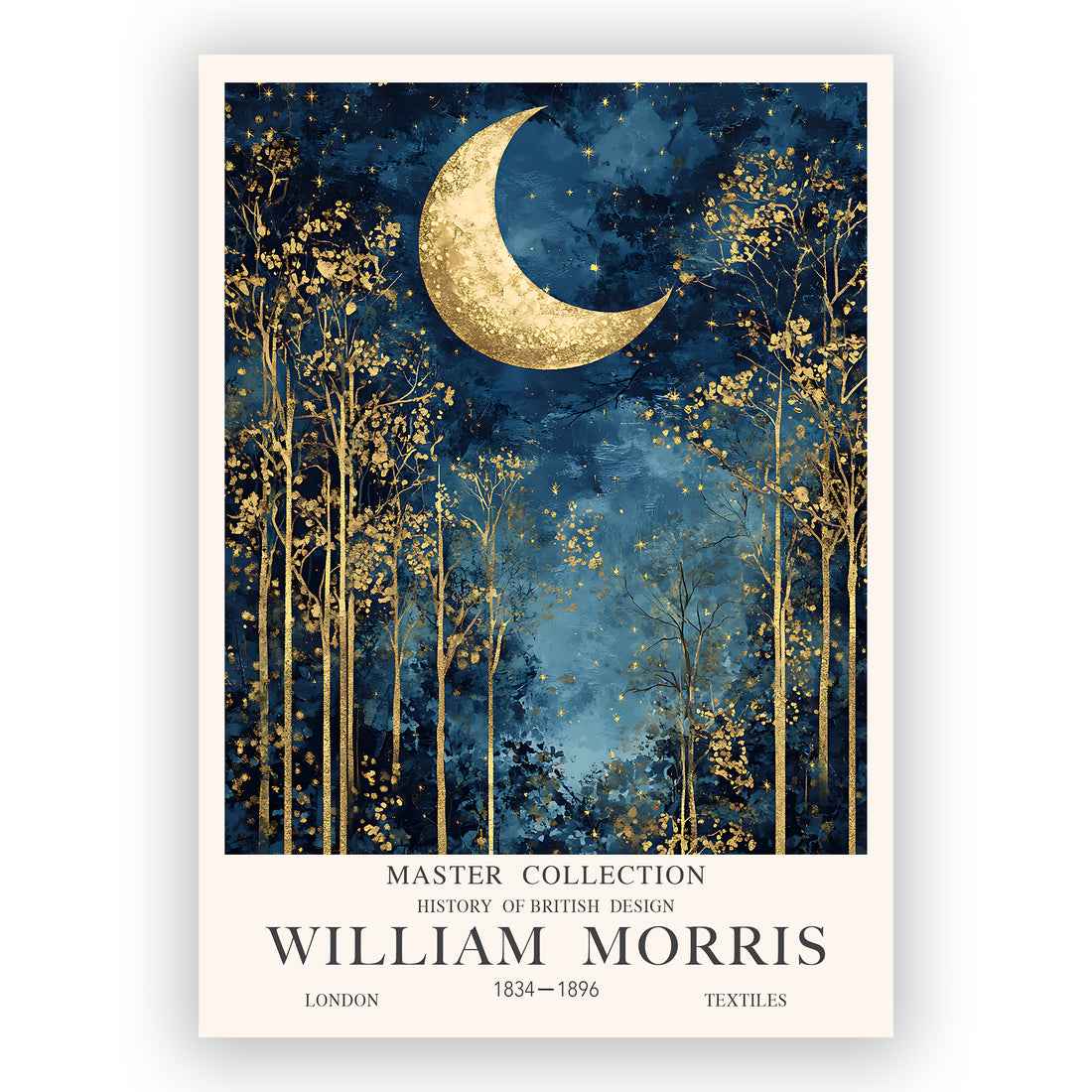 Shop William Morris celestial moon and star print, available framed or unframed