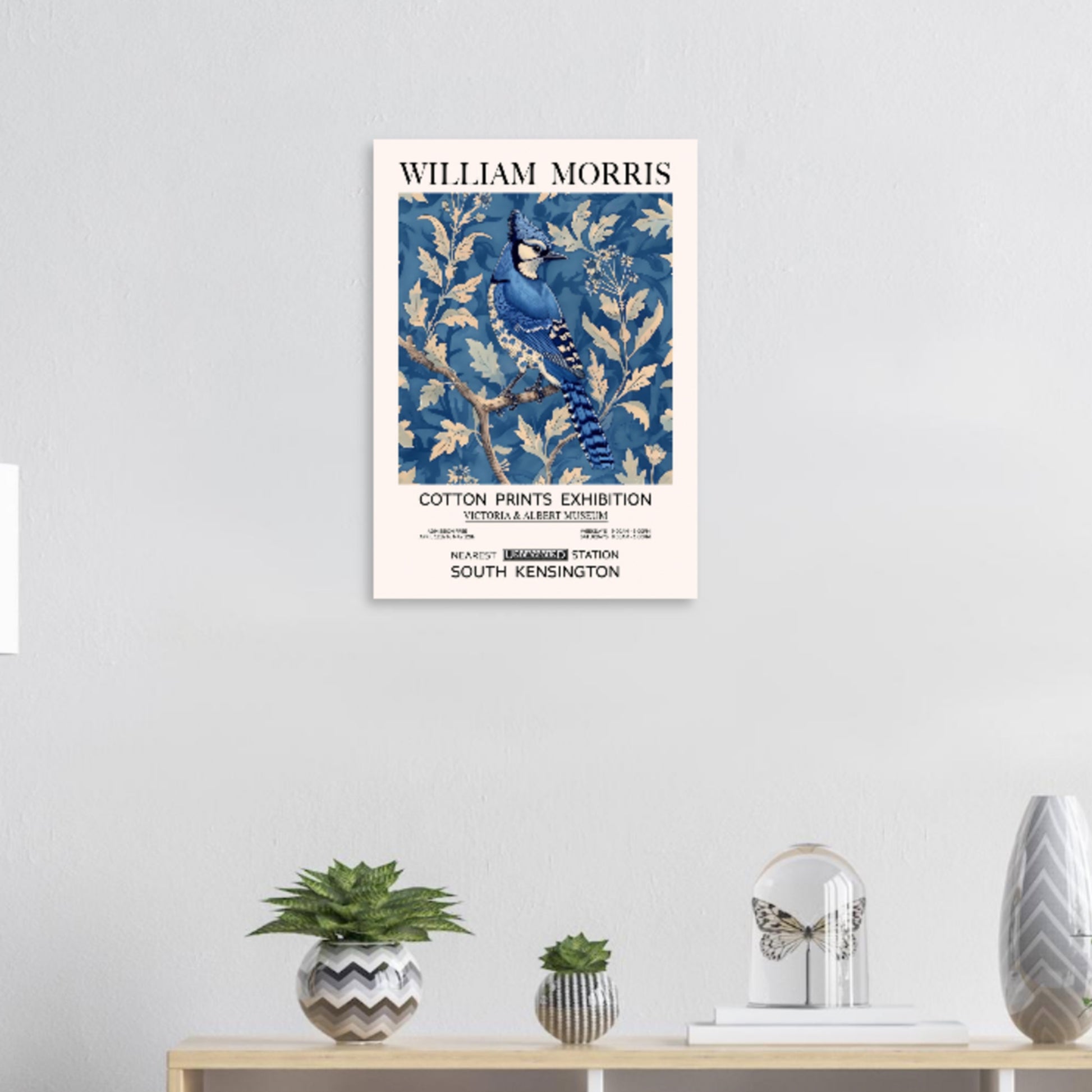 Blue Jay, Vintage William Morris Style Bird Print