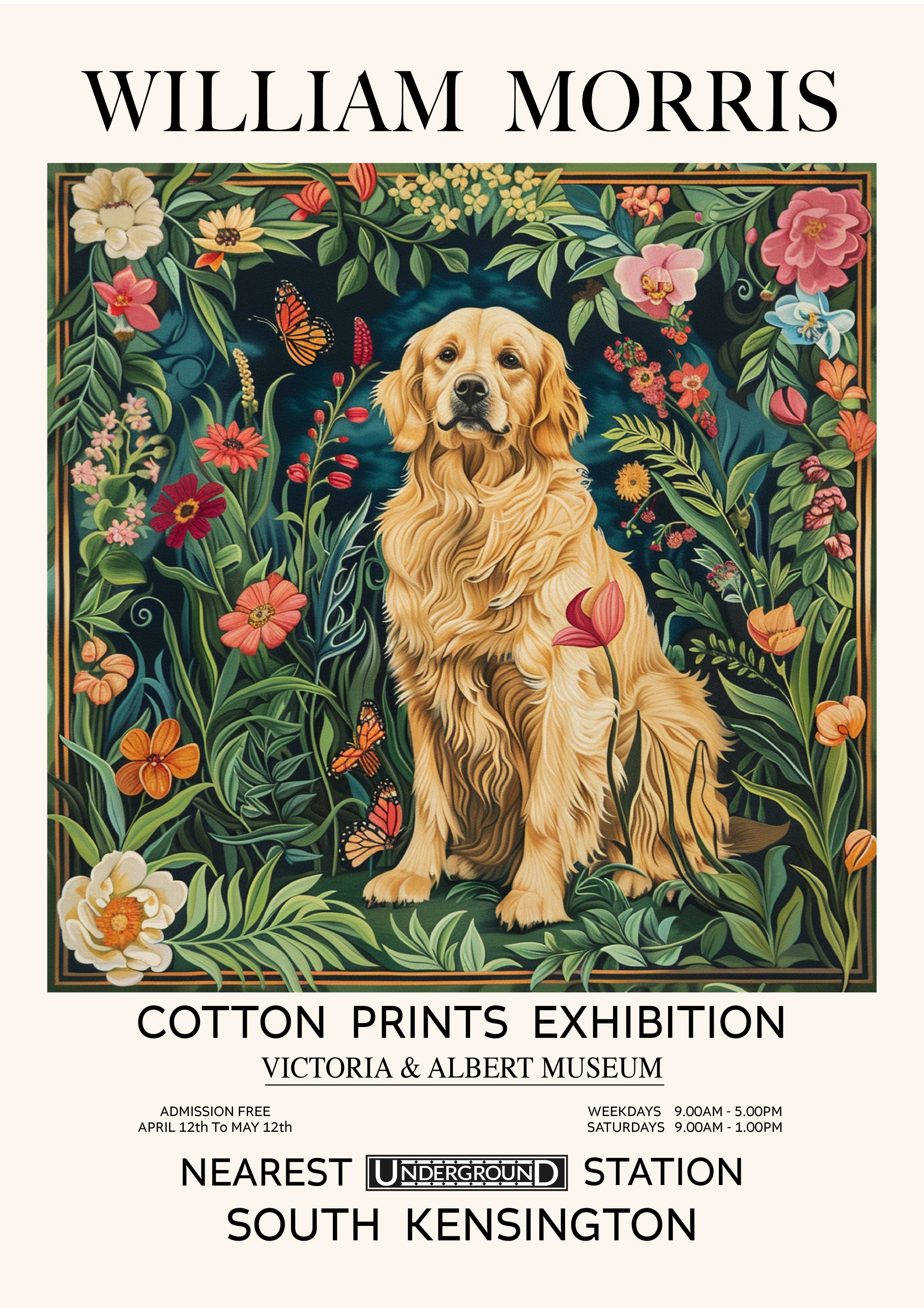Beautiful Golden Retriever art print featuring classic and vintage-inspired design. Perfect wall decor for Golden Retriever parents, dog lovers, and animal art collectors.