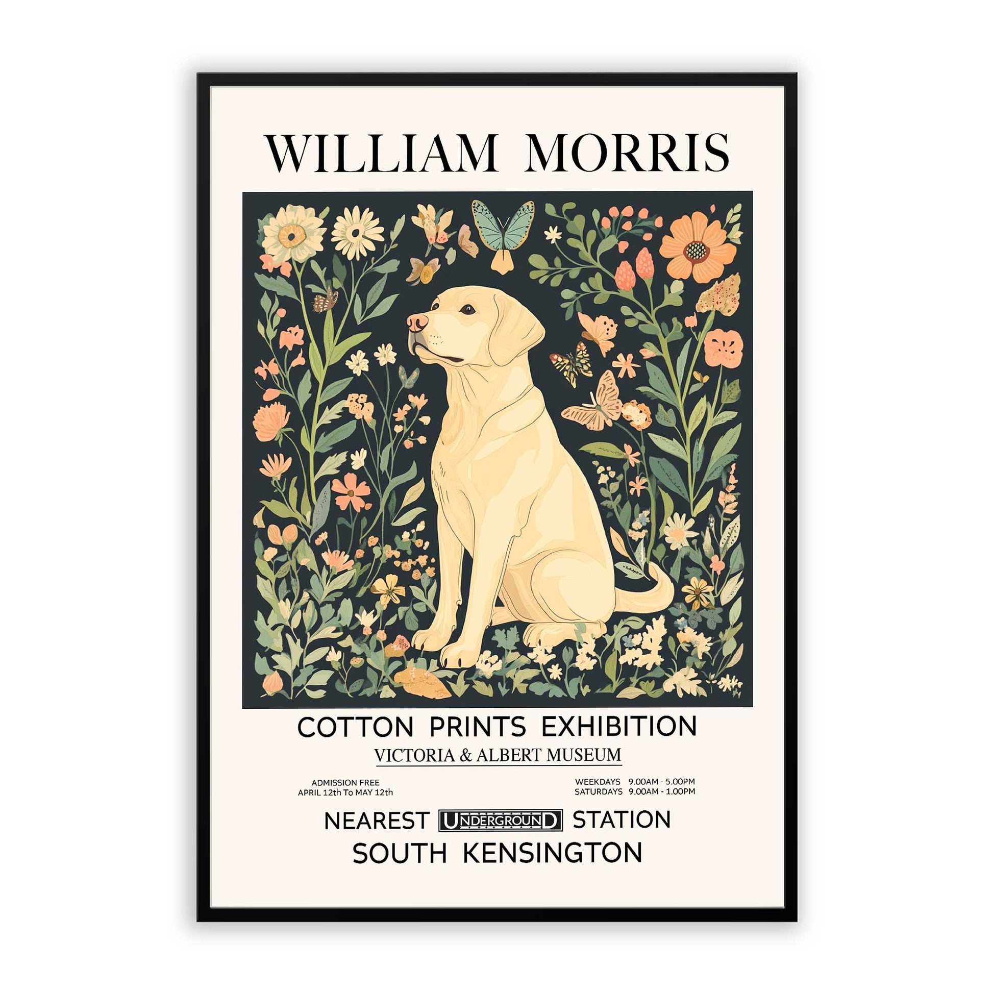 labrador print, Vintage William Morris Dog Print For Dog Lovers