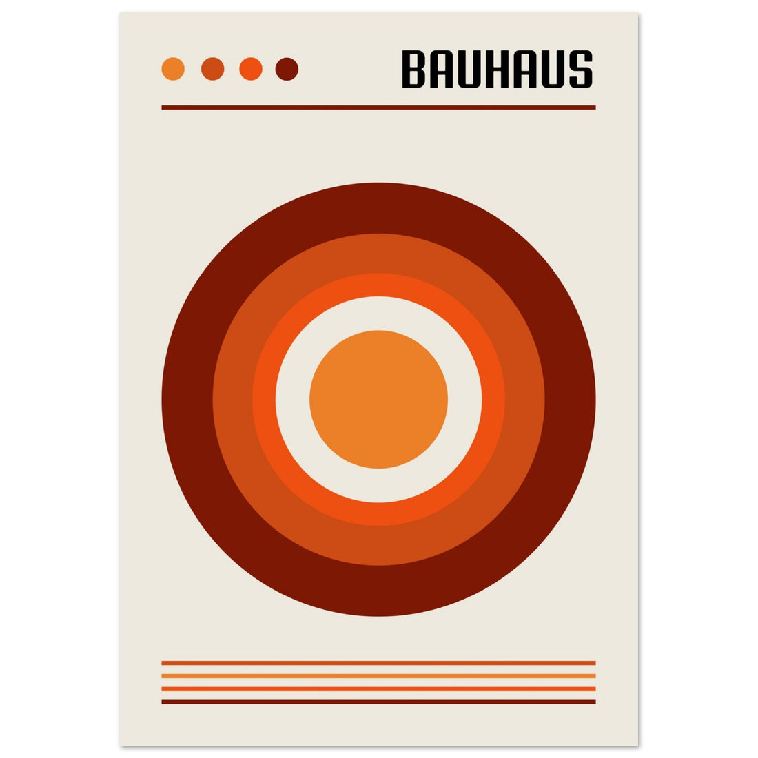 Bauhaus style poster- orange , modern minimalist print for living room