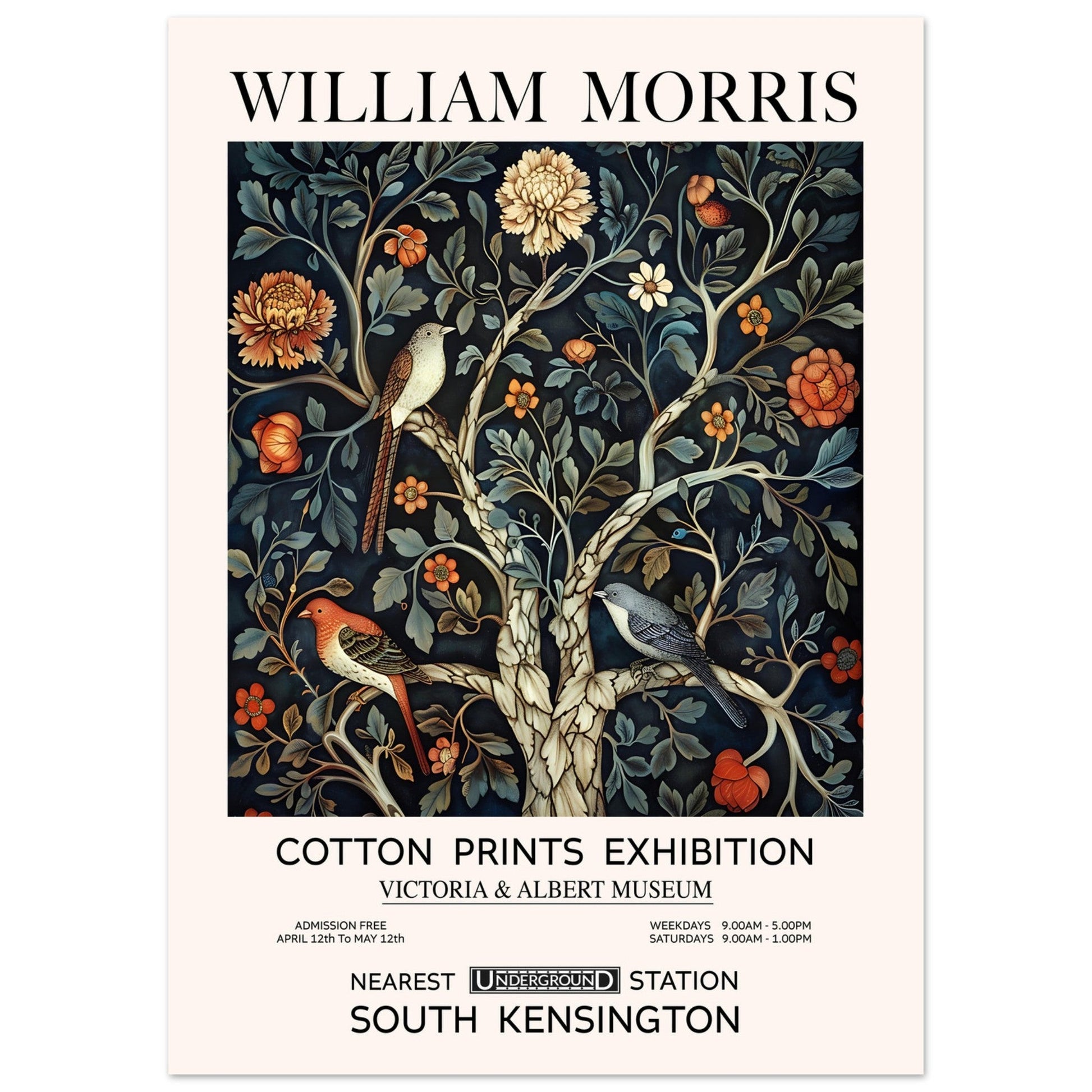 Birds On A Tree - William Morris Art Print, william morris, , , #illieeart