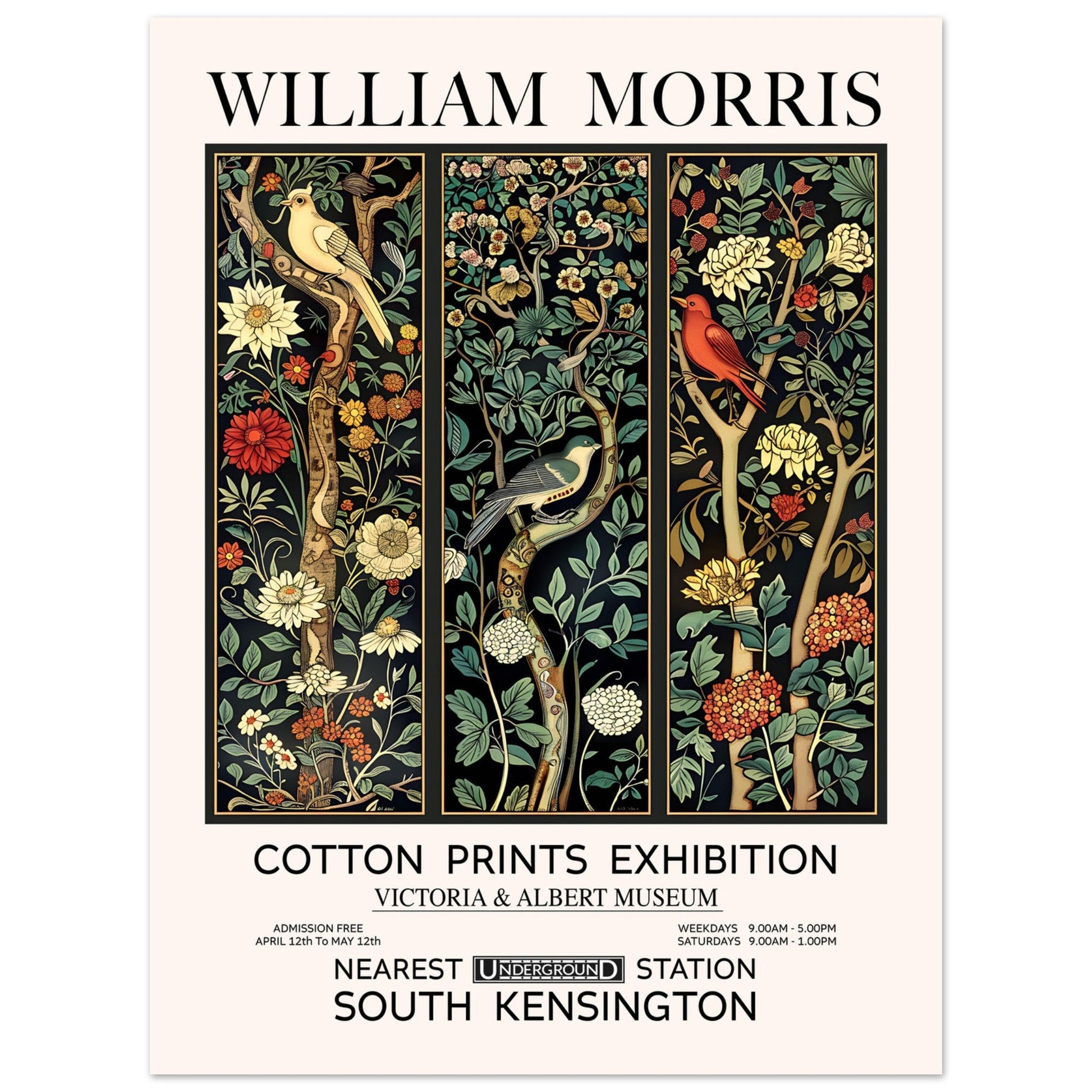 Birds On A Trees - William Morris Art Print, Arts & Crafts, floral art print, iconic artists, #illieeart