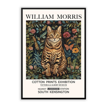 Vintage Cat Print William Morris Featuring A Bengal Tiger Cat