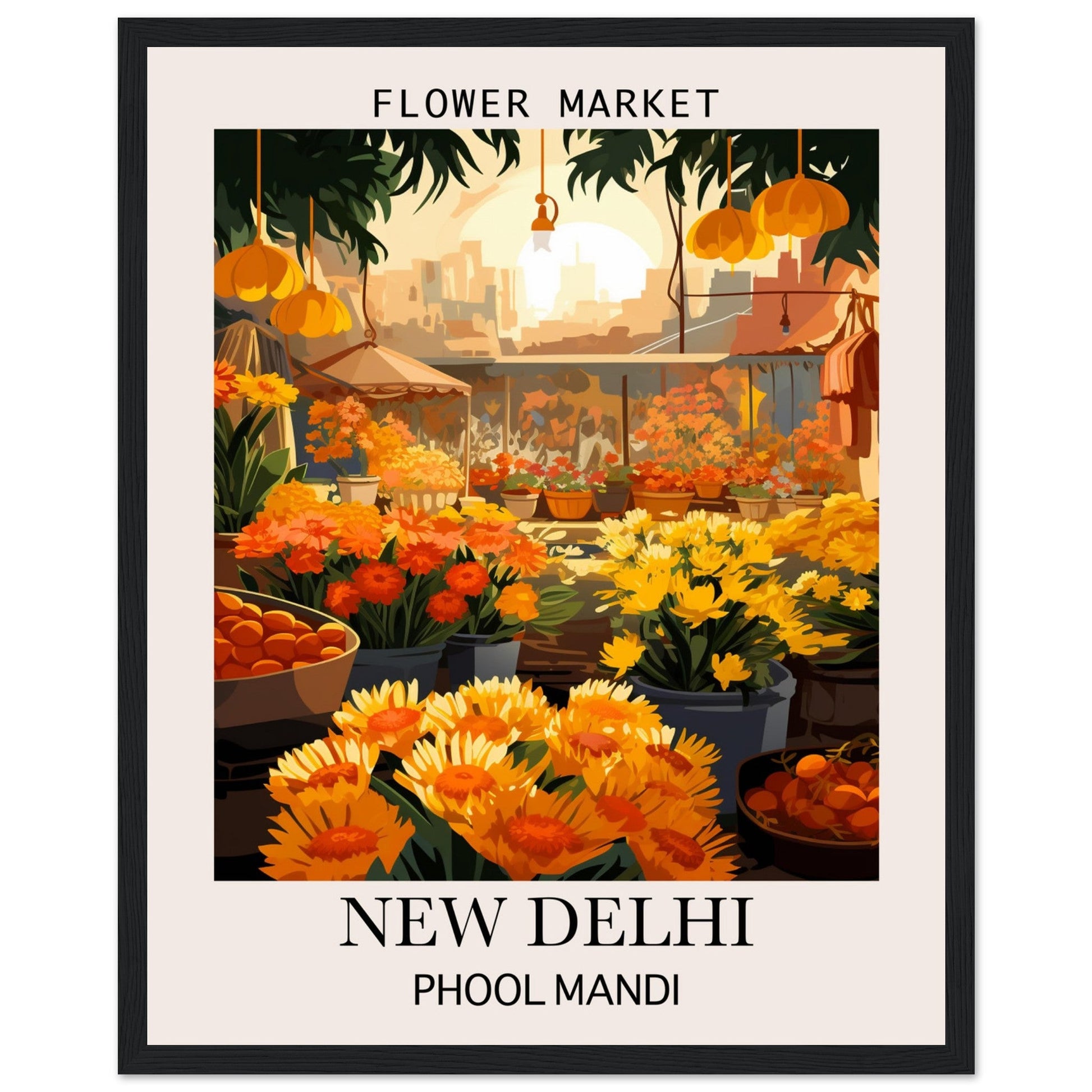 Flower Market Print, India - Framed Poster, floral poster, Flower Market India, New Delhi - India, #illieeart