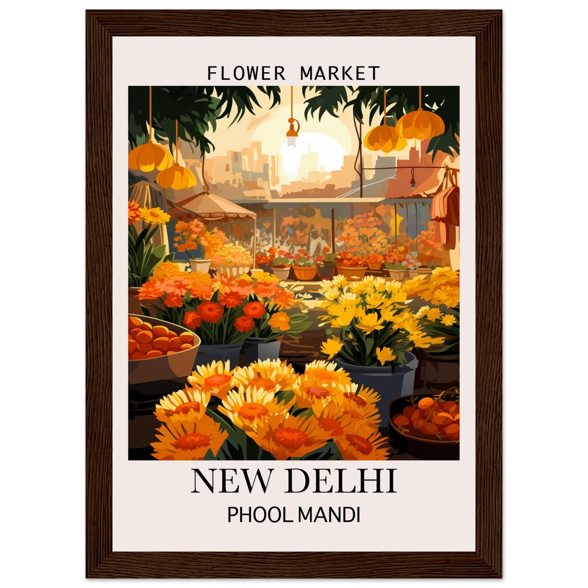 Flower Market Print, India - Framed Poster, floral poster, Flower Market India, New Delhi - India, #illieeart