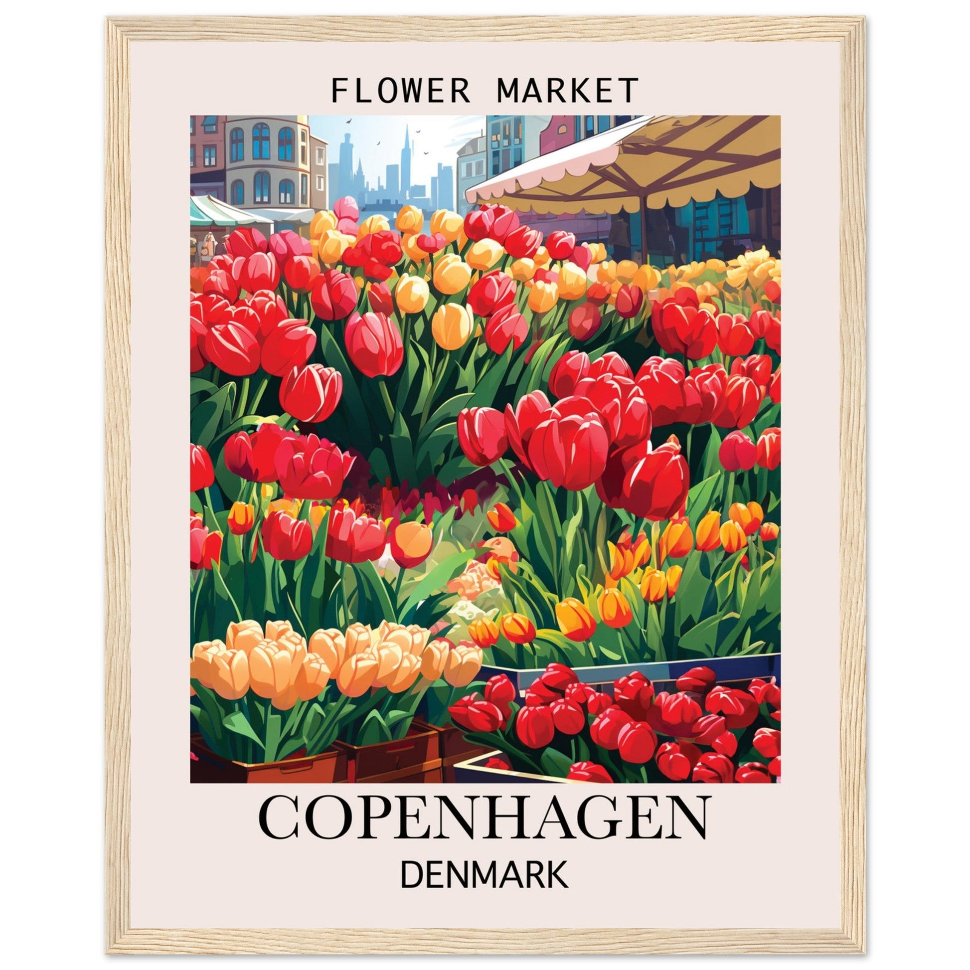Flower Market Print, Copenhagen - Framed Poster, Denmark, Flower Market, Flower Market - Copenhagen, #illieeart