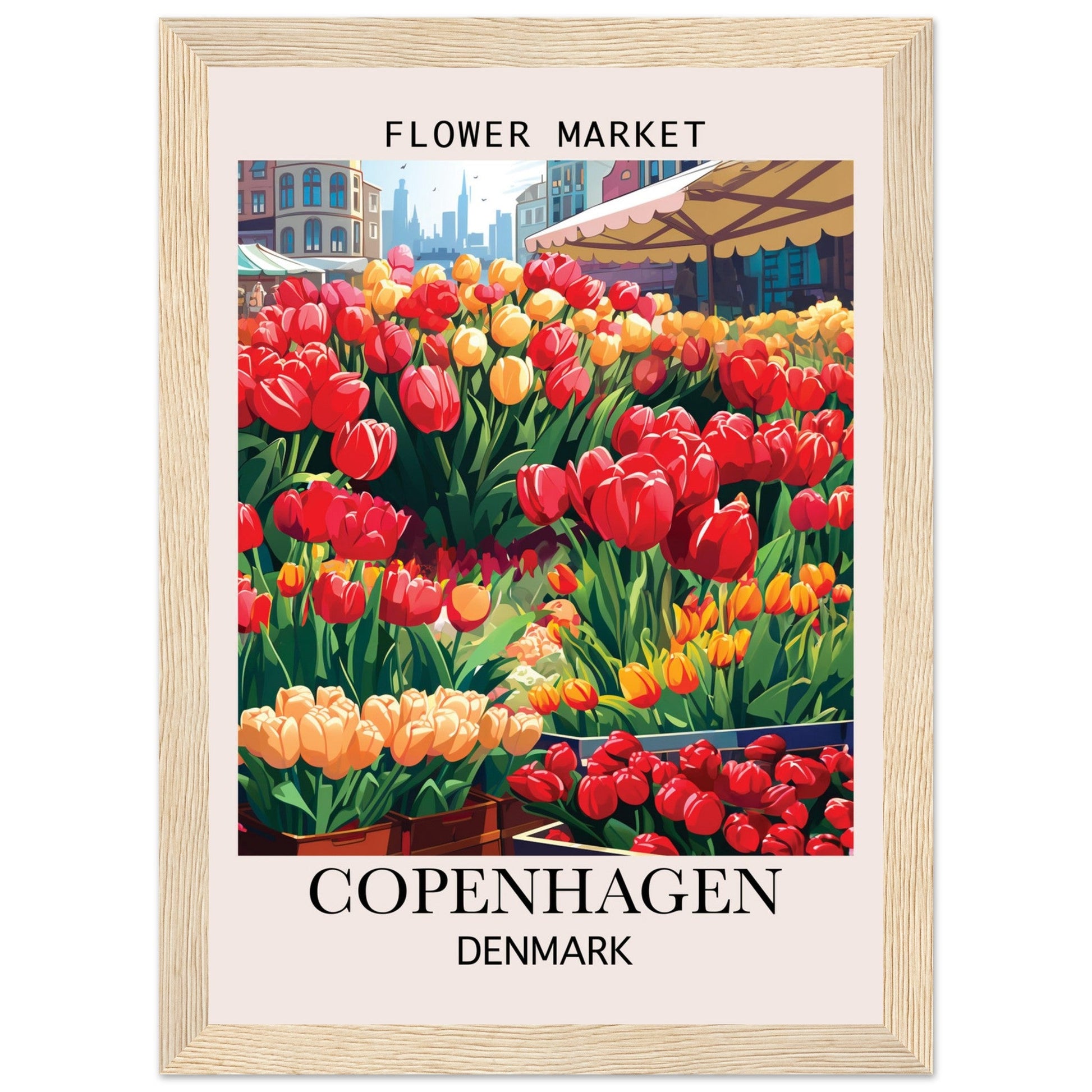 Flower Market Print, Copenhagen - Framed Poster, Denmark, Flower Market, Flower Market - Copenhagen, #illieeart