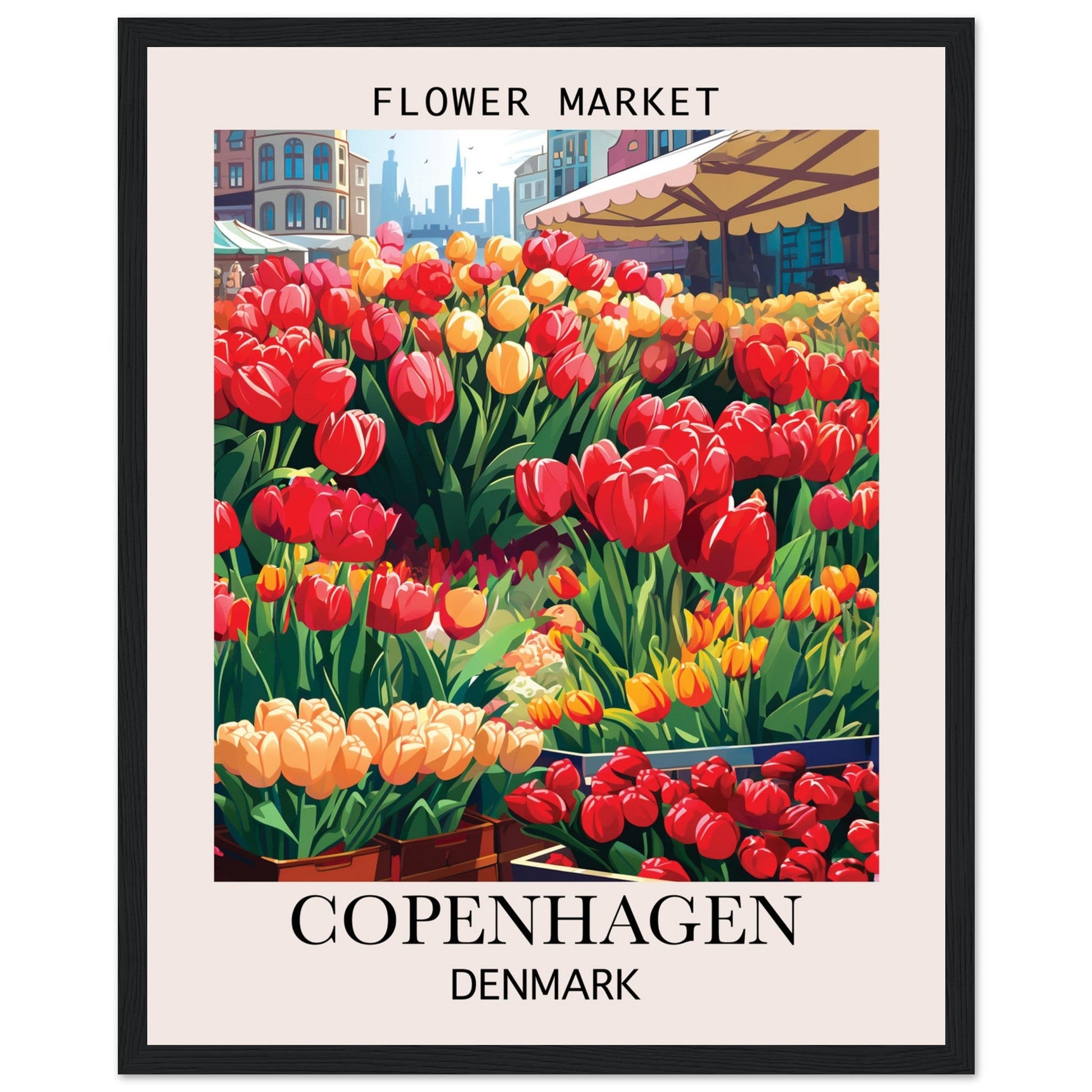 Flower Market Print, Copenhagen - Framed Poster, Denmark, Flower Market, Flower Market - Copenhagen, #illieeart