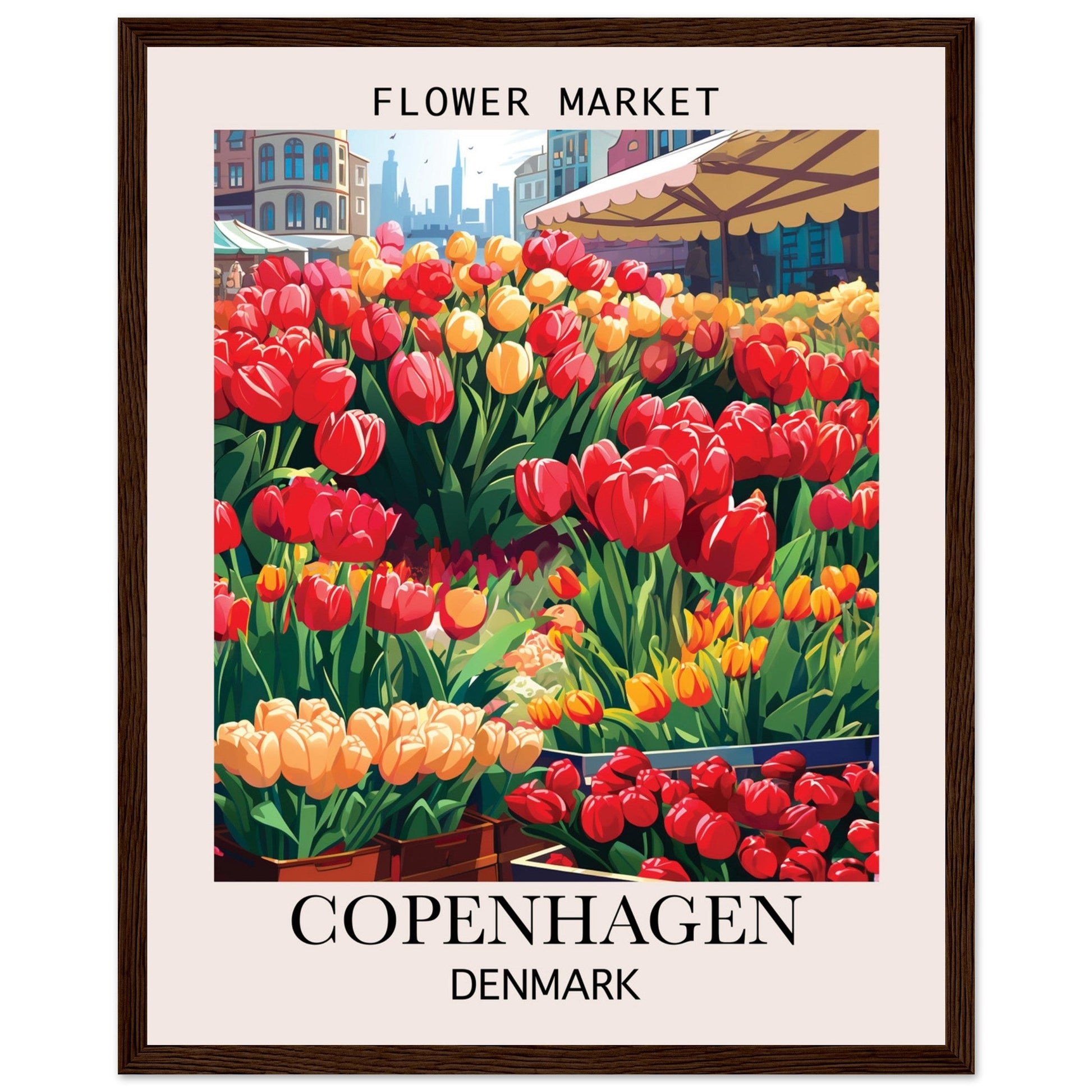 Flower Market Print, Copenhagen - Framed Poster, Denmark, Flower Market, Flower Market - Copenhagen, #illieeart