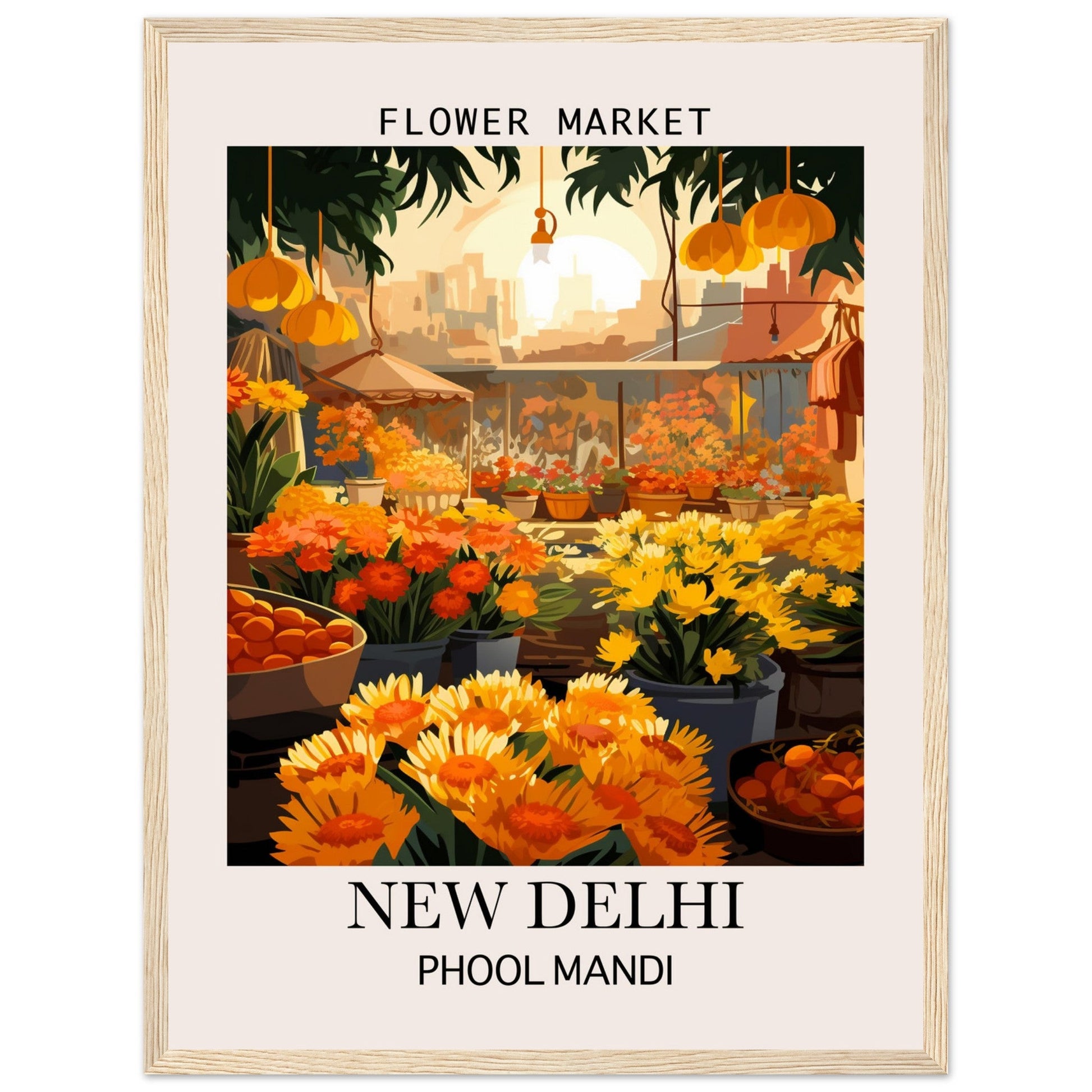 Flower Market Print, India - Framed Poster, floral poster, Flower Market India, New Delhi - India, #illieeart