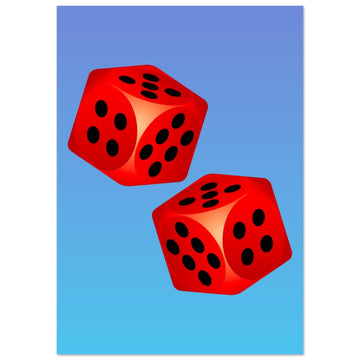 Lucky Me, Luck Me Art Print, Red and Blue Motif, Red Dot Dice, #illieeart
