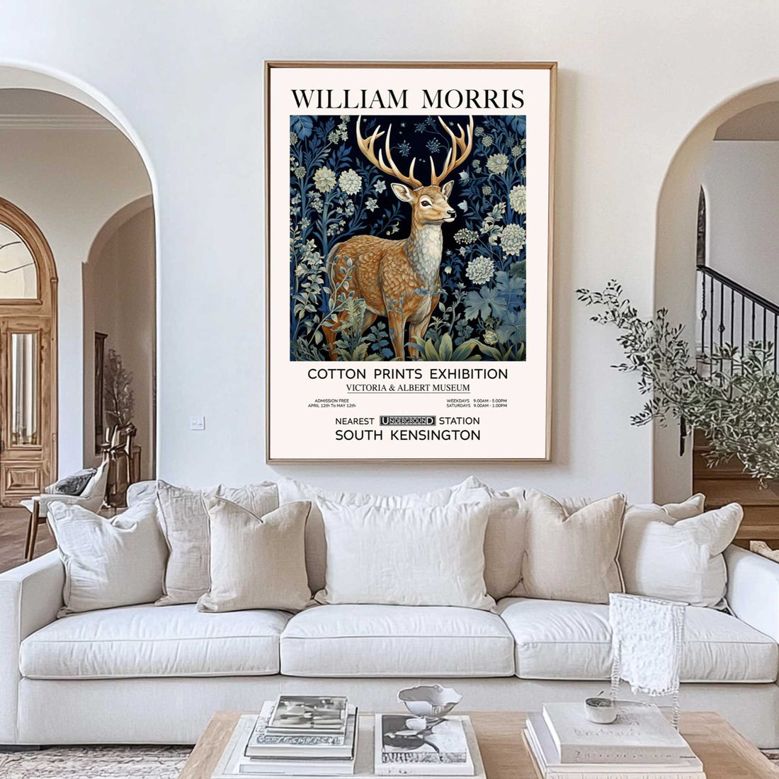Buy Reindeer Wall Art • Vintage Animal Art Print & Wildlife Prints For Living Room Bedroom Decor •  Featuring Woodland, Botanical and Floral Patterns.
