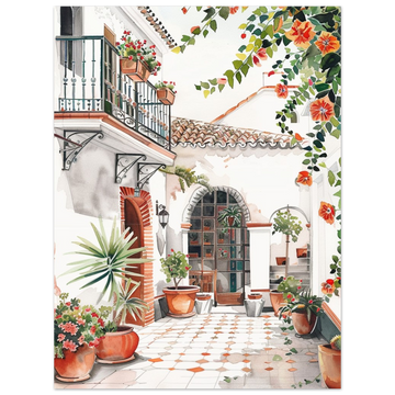 Spanish Patio Art Print - A4 21x29.7 cm / 8x12″ - Print Material