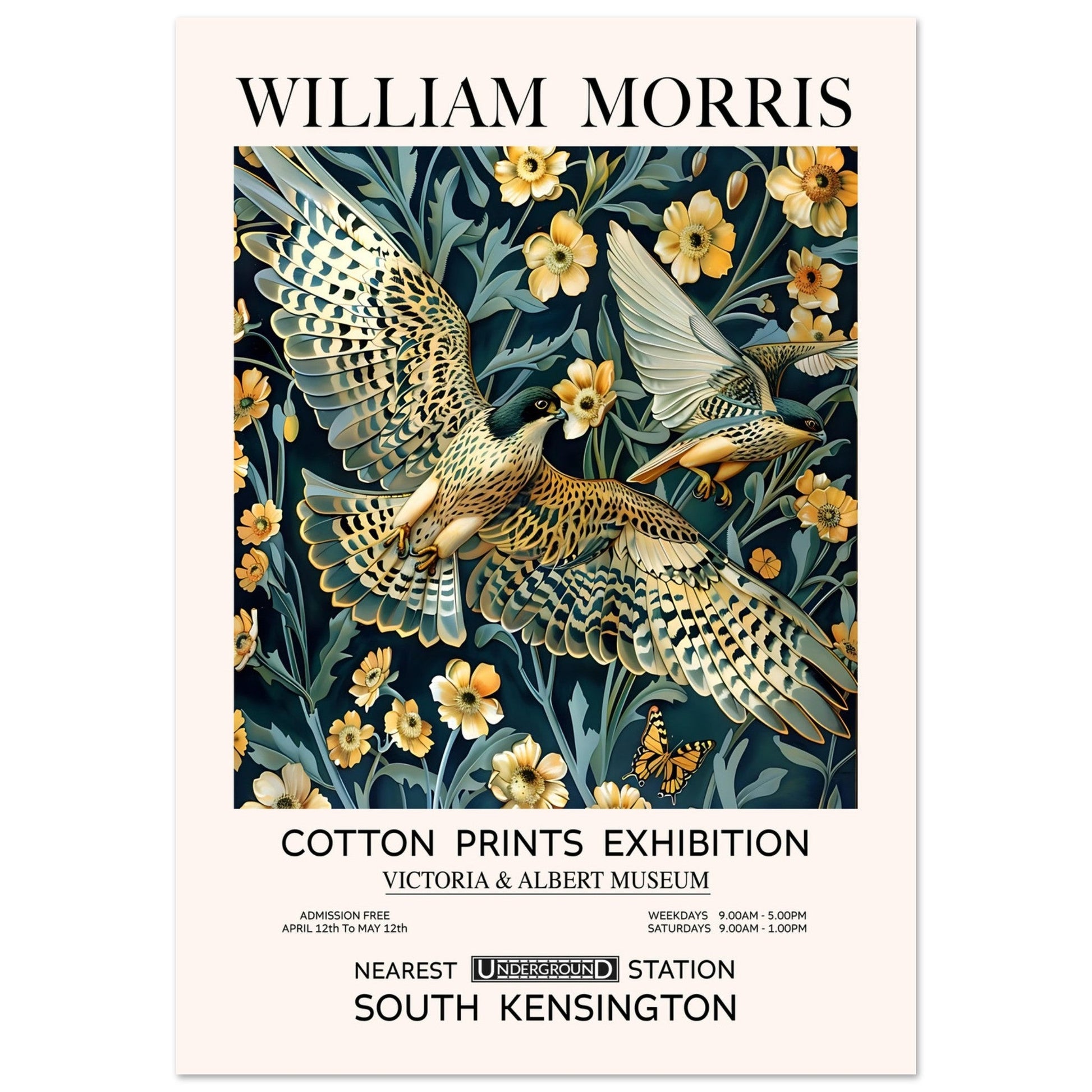 The Golden Falcon - William Morris, golden falcon, Vintage Art print, william morris, #illieeart