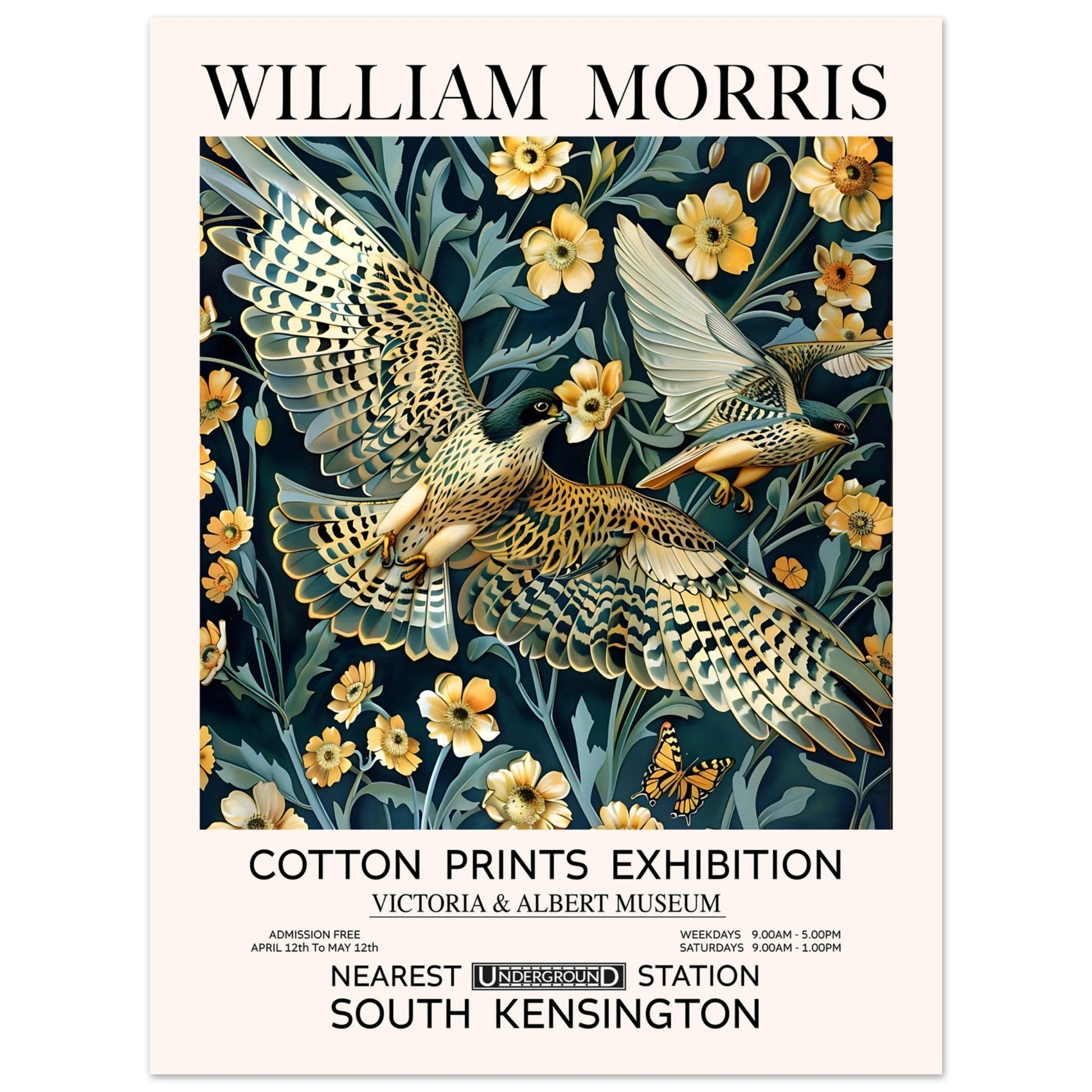 The Golden Falcon - William Morris, golden falcon, Vintage Art print, william morris, #illieeart