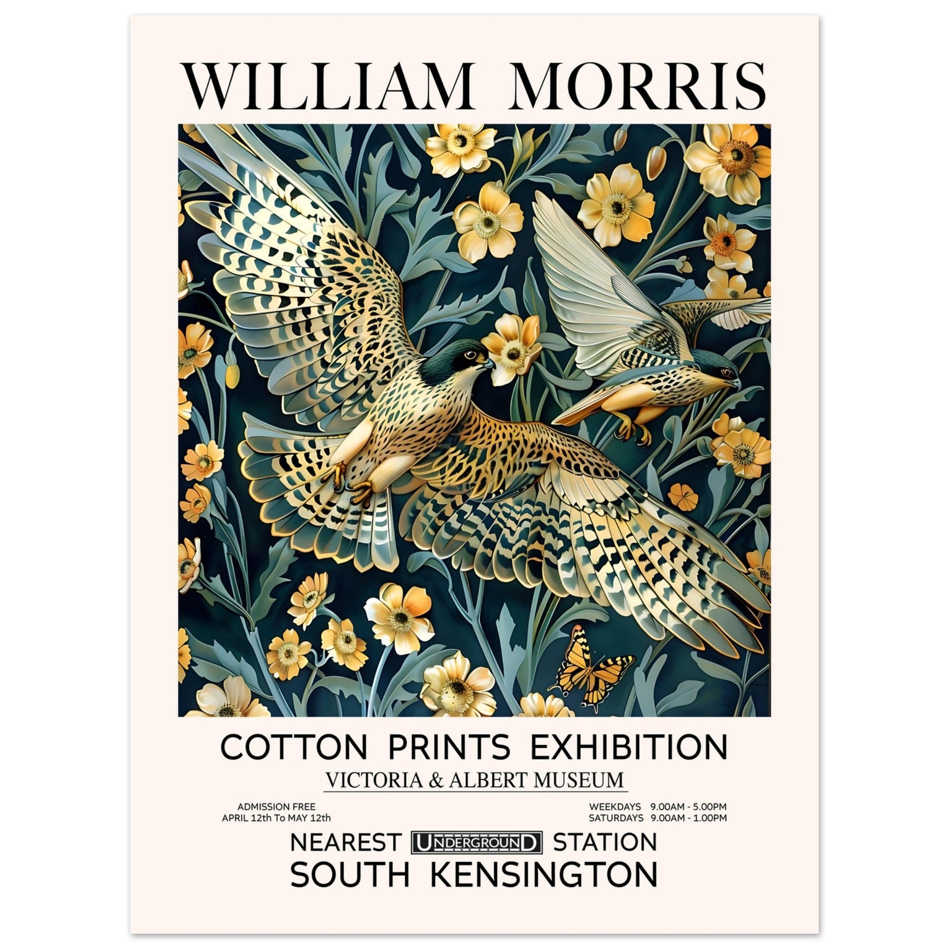 The Golden Falcon - William Morris, golden falcon, Vintage Art print, william morris, #illieeart