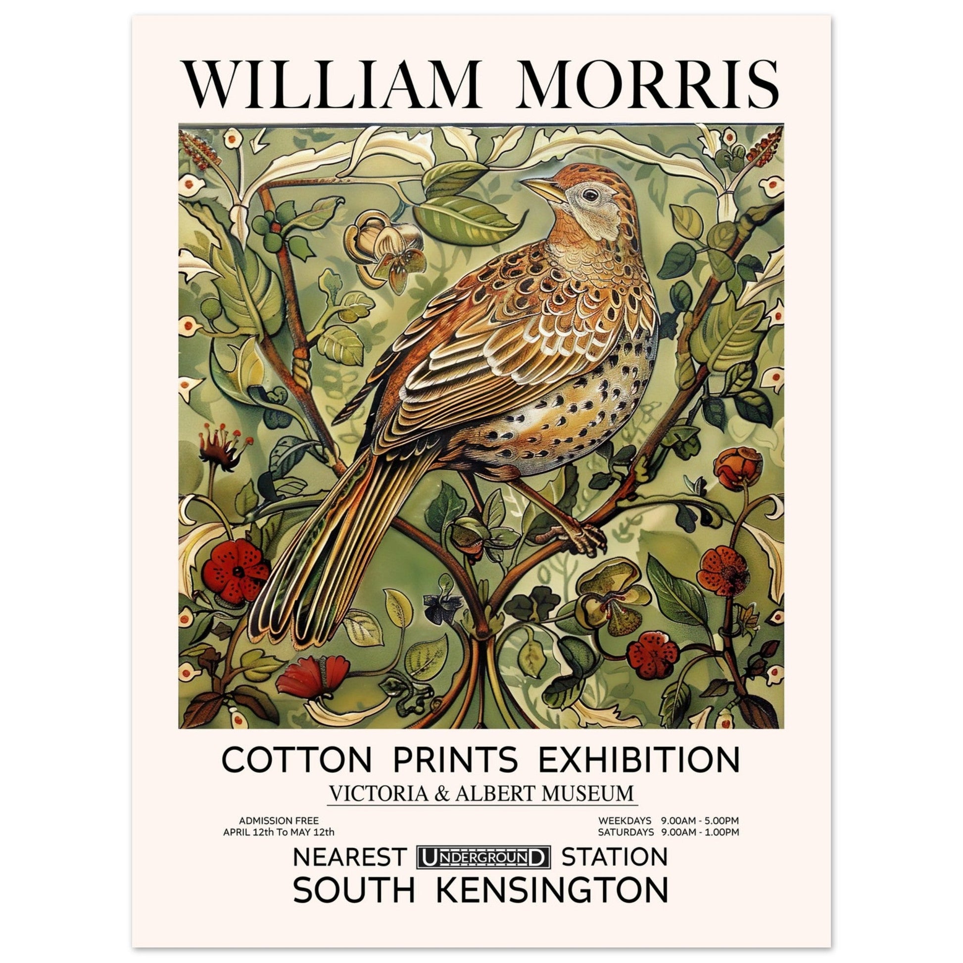 The Partridge - William Morris, The Partridge, Vintage Art print, william morris, #illieeart