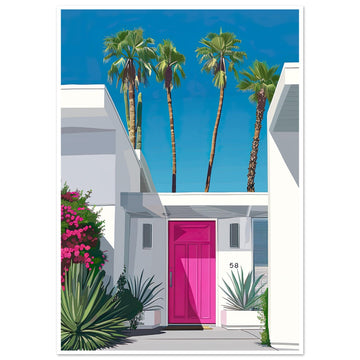 The Pink Door, modern prints, Palm tree Print, The Pink Door, #illieeart