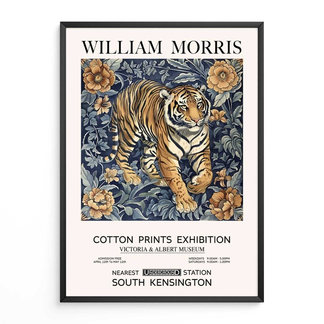 Tiger Print Wall Art • Vintage Animal Art Print & Wildlife Prints For Living Room Bedroom Decor •  Featuring Woodland, Botanical and Flower Designs