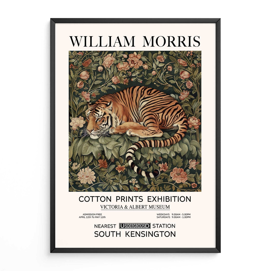 Tiger Print Wall Art • Vintage Animal Art Print & Wildlife Prints For Living Room Bedroom Decor •  Featuring Woodland, Botanical and Flower Designs