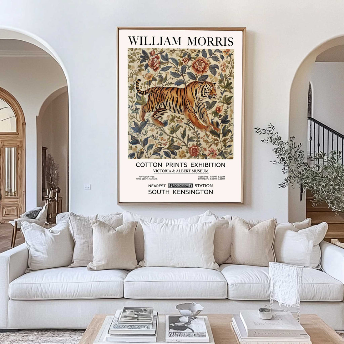 Buy Tiger Print Wall Art • Vintage Animal Art Print & Wildlife Prints For Living Room Bedroom Decor •  Featuring Woodland, Botanical and Flower Designs