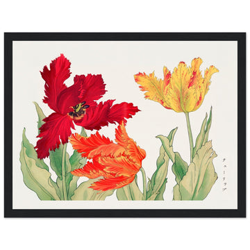 Tulips - Framed Poster, Framed Poster, Japanese woodblock art, Tulips, #illieeart