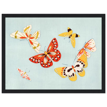 Vintage Butterflies - Framed Poster, floral, red, yellow, #illieeart
