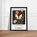 White Butterfly And Flowers - William Morris, Black and white, william morris, william morris framed, #illieeart