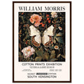 White Butterfly And Flowers - William Morris, Black and white, william morris, william morris framed, #illieeart