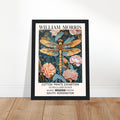 William Morris Framed Print - The Dragonfly, Floral Background, Framed Art print, Teal, #illieeart