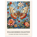 Butterfly And Flowers - William Morris, animal, Arts & Crafts, Blue, #illieeart