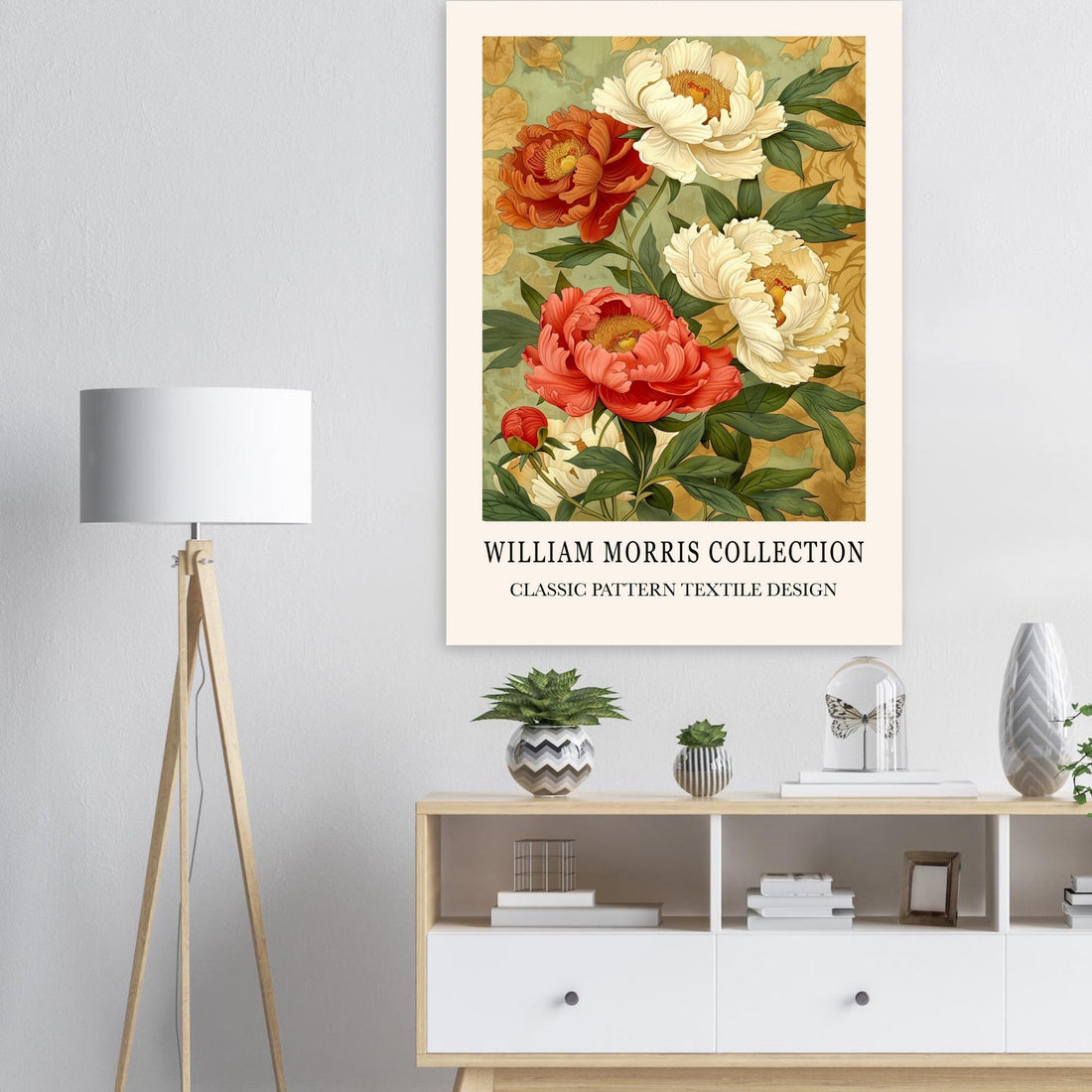 The Peonies - William Morris, exhibition posters, The Peonies, William Morris Art, #illieeart