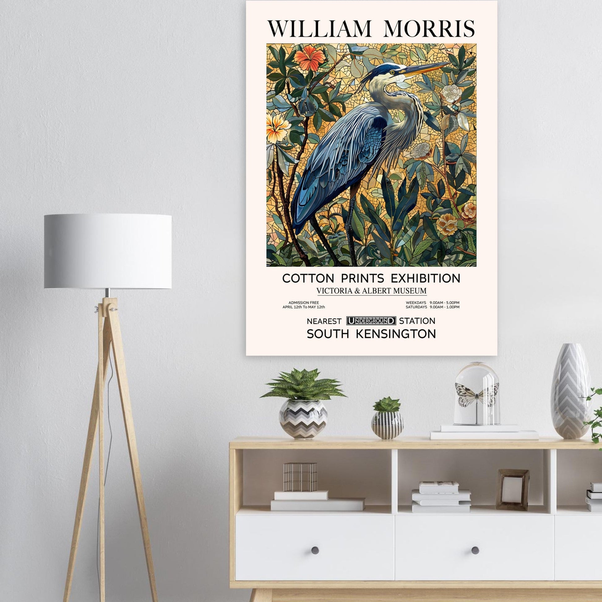 The Blue Heron - William Morris, blue heron, Organic Motif, william morris