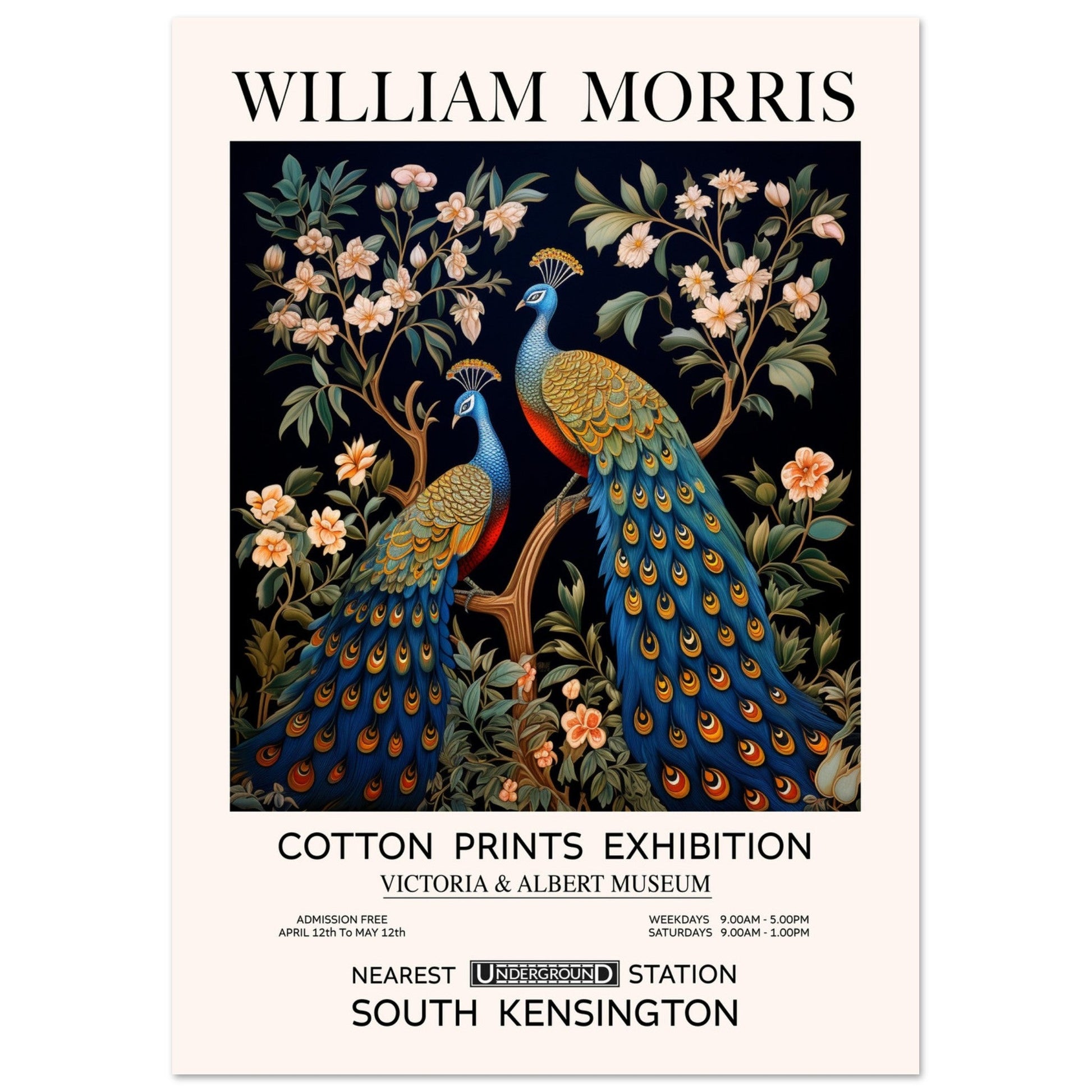 The Peacocks - William Morris, Blue, The Peacock, William Morris Art, #illieeart