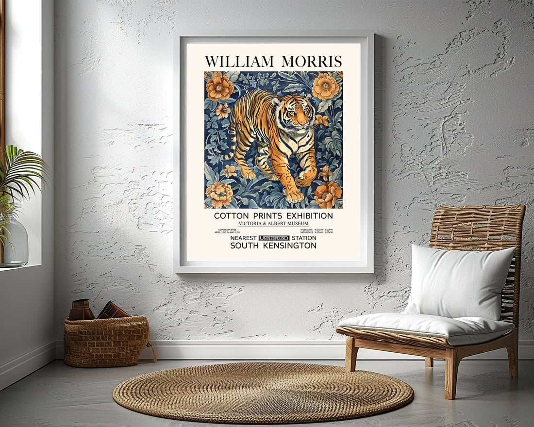 Tiger Print Wall Art • Vintage Animal Art Print & Wildlife Prints For Living Room Bedroom Decor •  Featuring Woodland, Botanical and Flower Designs