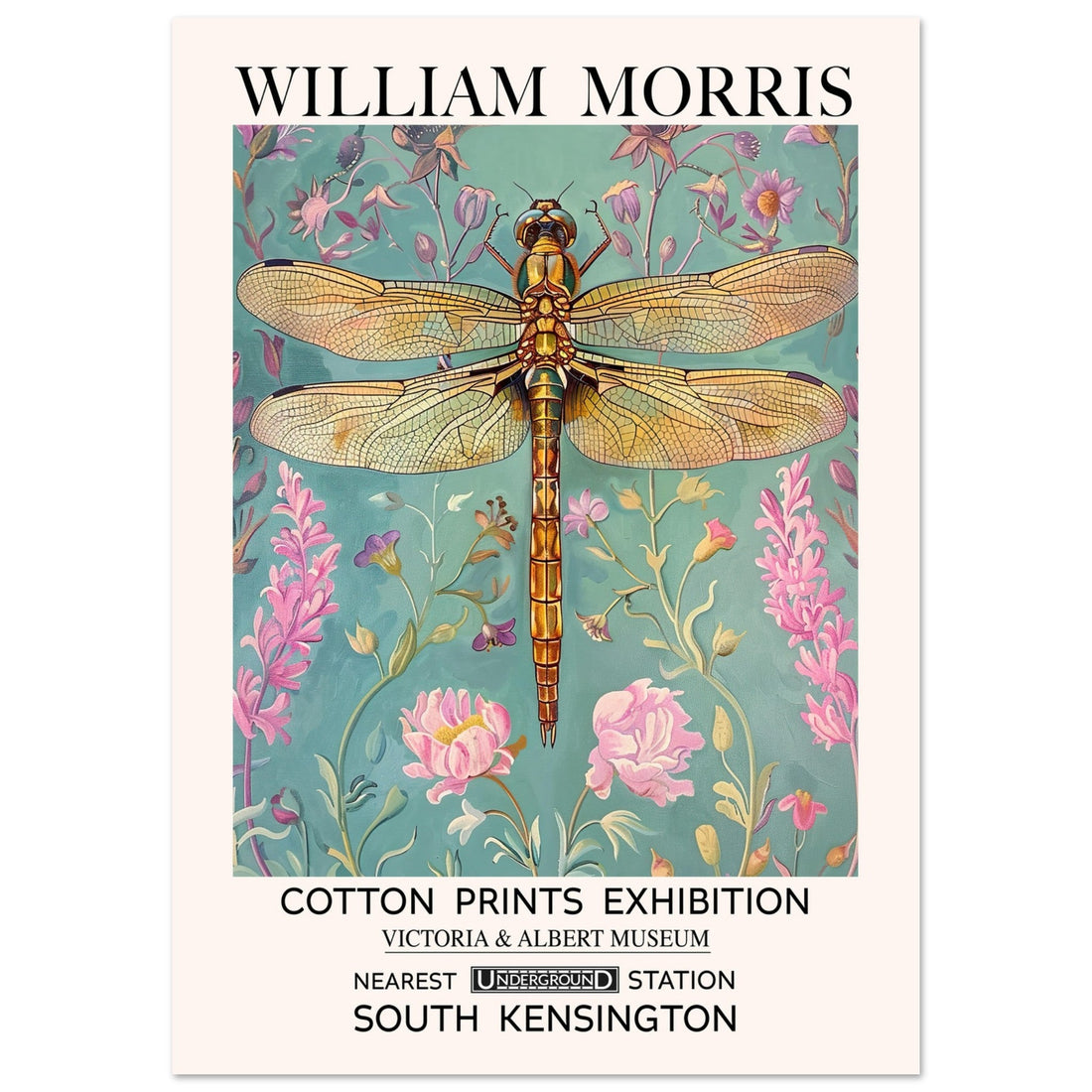Dragonfly, Vintage William Morris Style Print